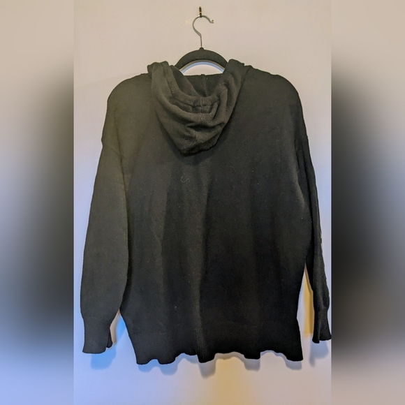 Torrid Black Knit Leopard Cheetah Hooded Sweater sz 0/L/12 - Picture 7 of 9